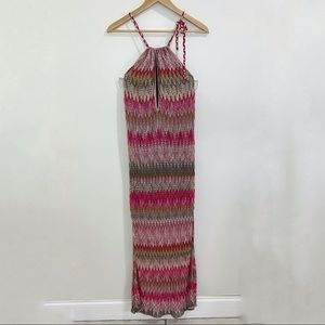 Missoni Mare Zig-Zag Knit Keyhole Halter Maxi Dress Size 42 Medium Preowned